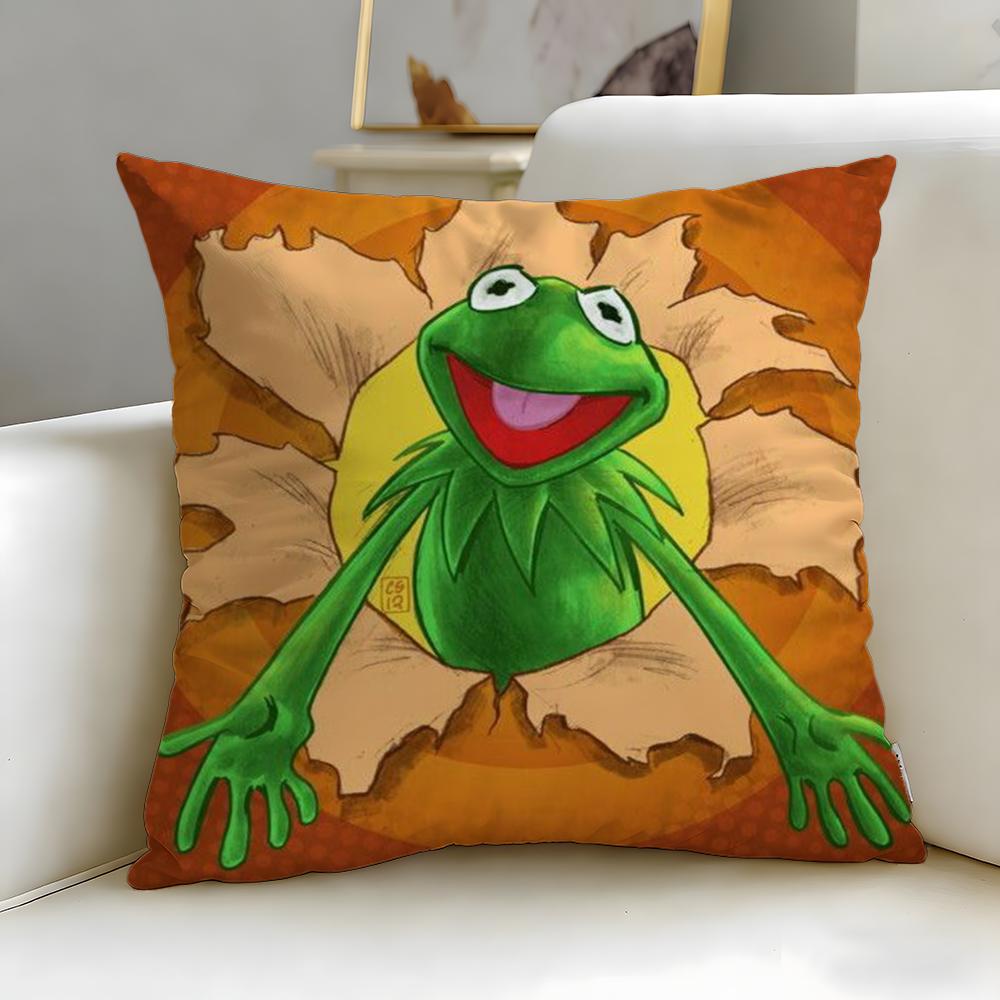 cartoon character Kermit the Frog Cushion Cover Soft  EasyWash Pillow Case  Versatile for Couch Bed Travel and Office