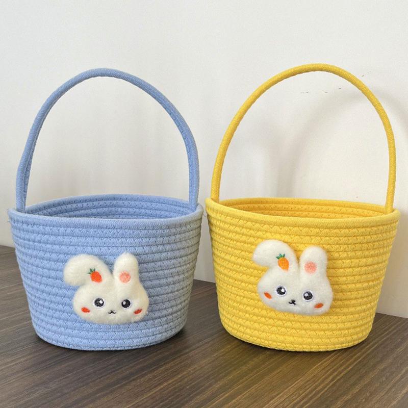 Baby Nursery Easter Basket with handles empty bunny egg basket Cotton Rope Woven Storage Baskets For gifts And Candy