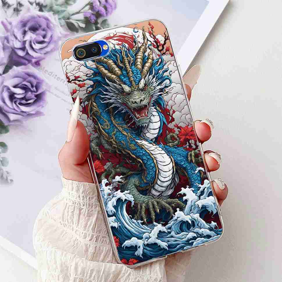For Realme C2 RMX1941 6.1" Case Summer Fresh Mint Soft Silicone TPU Cover For Oppo Realme c2 C2 Luxurious Flowers Bumper Shell