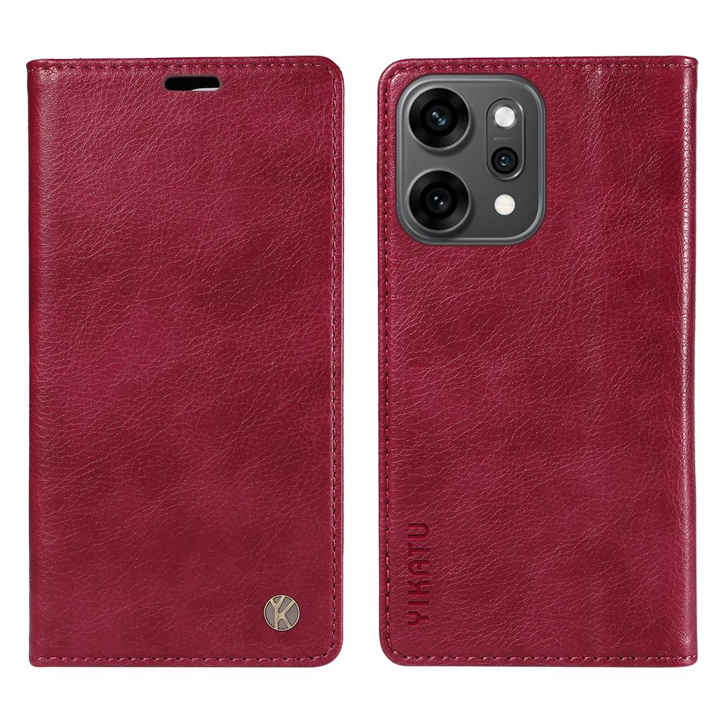For Oppo Reno14 Pro 5G (China)/Oppo Reno14 Pro 5G (Global) Wallet Case YIKATU YK-006 Magnetic Closure Leather Phone Cover Litchi Texture