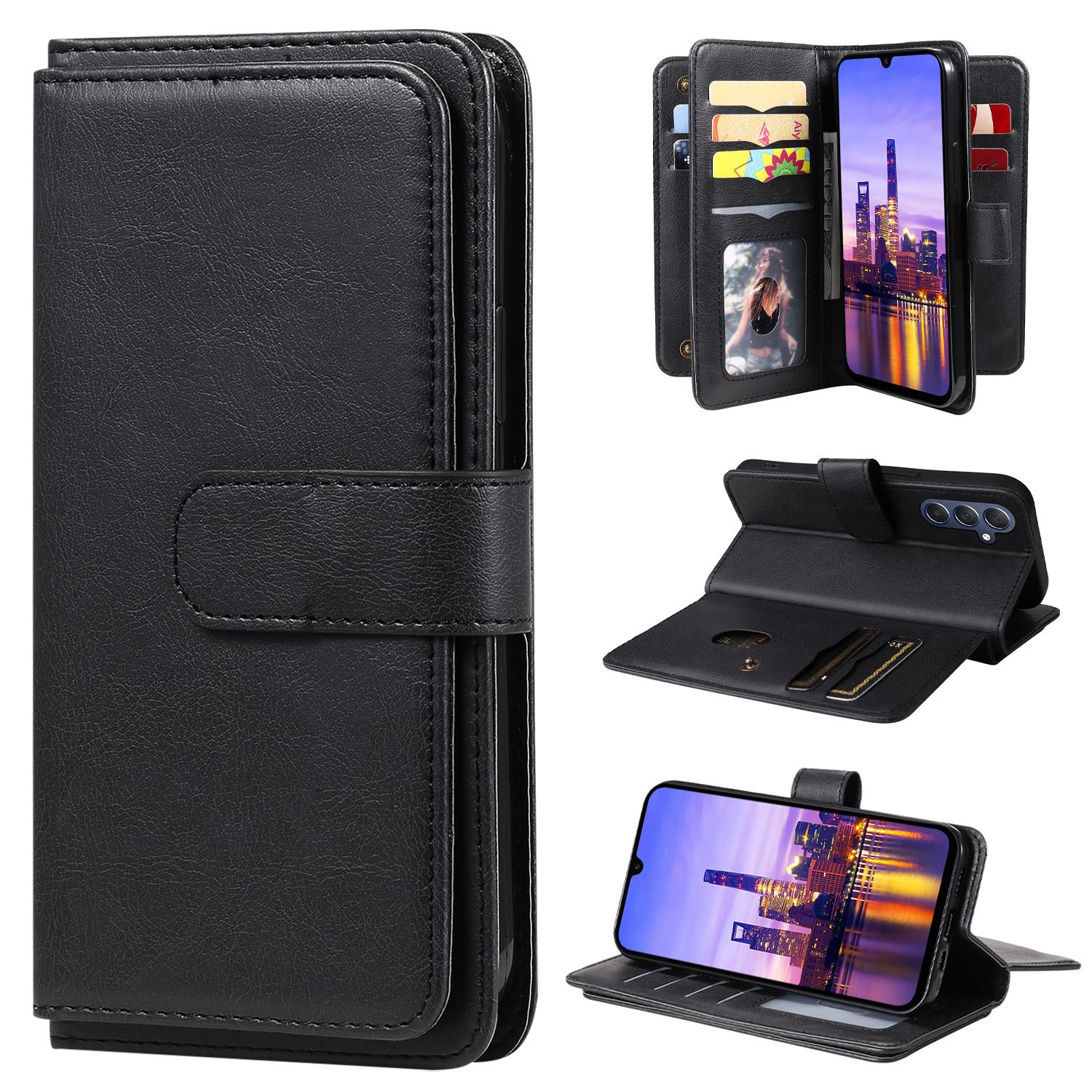 

For Samsung Galaxy A17/A26 5G/A16 5G/A16 4G Leather Case with 10 Card Holder Phone Cover Stand Black