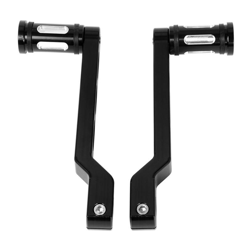 Motorcycle Gear Control Lever Pair, Machined Metal Replacement Set with Rubber Grip Peg Detail for Daily Maintenance