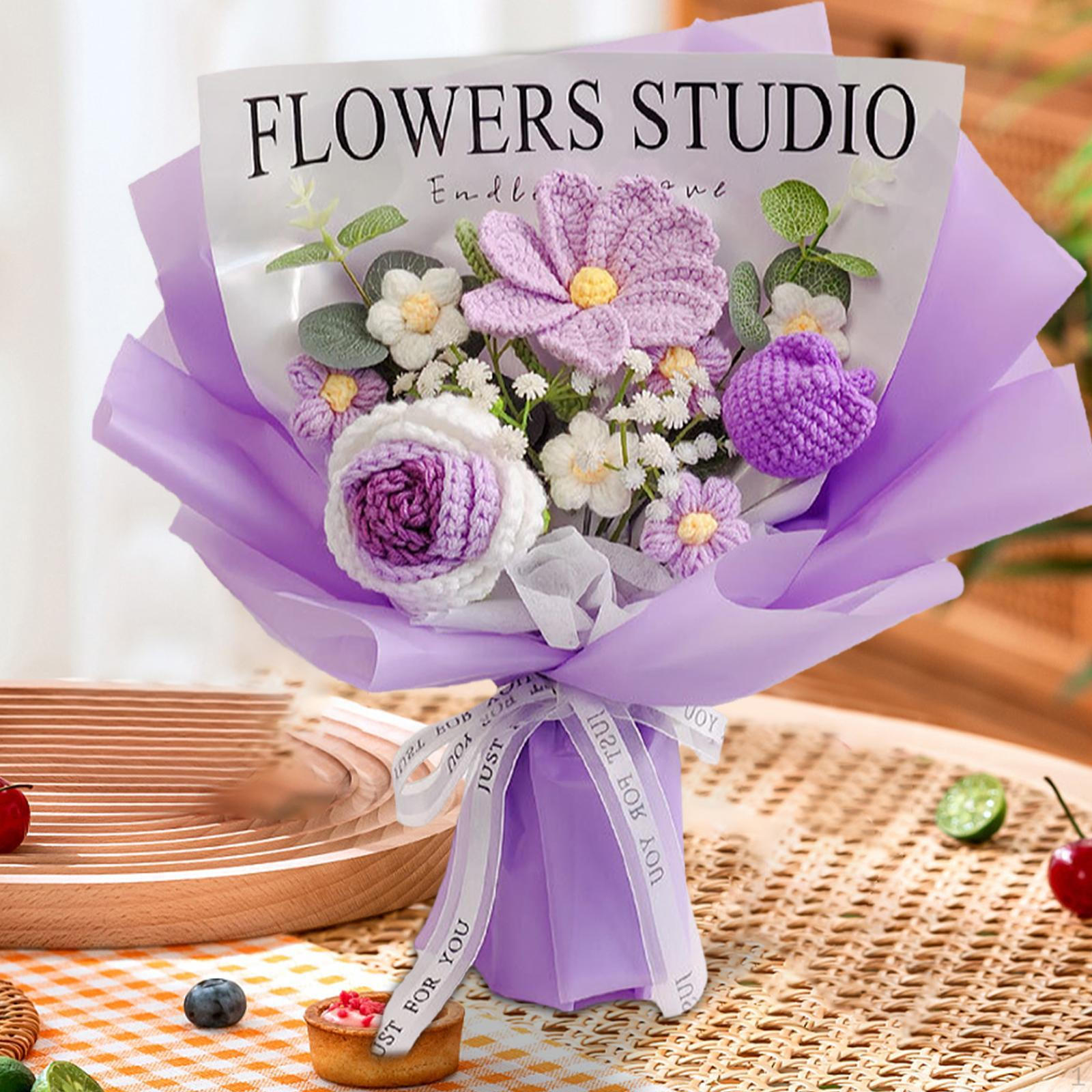 

Букет из искусственных цветов крючком. Универсальные вязаные композиции ручной работы для фиолетовый