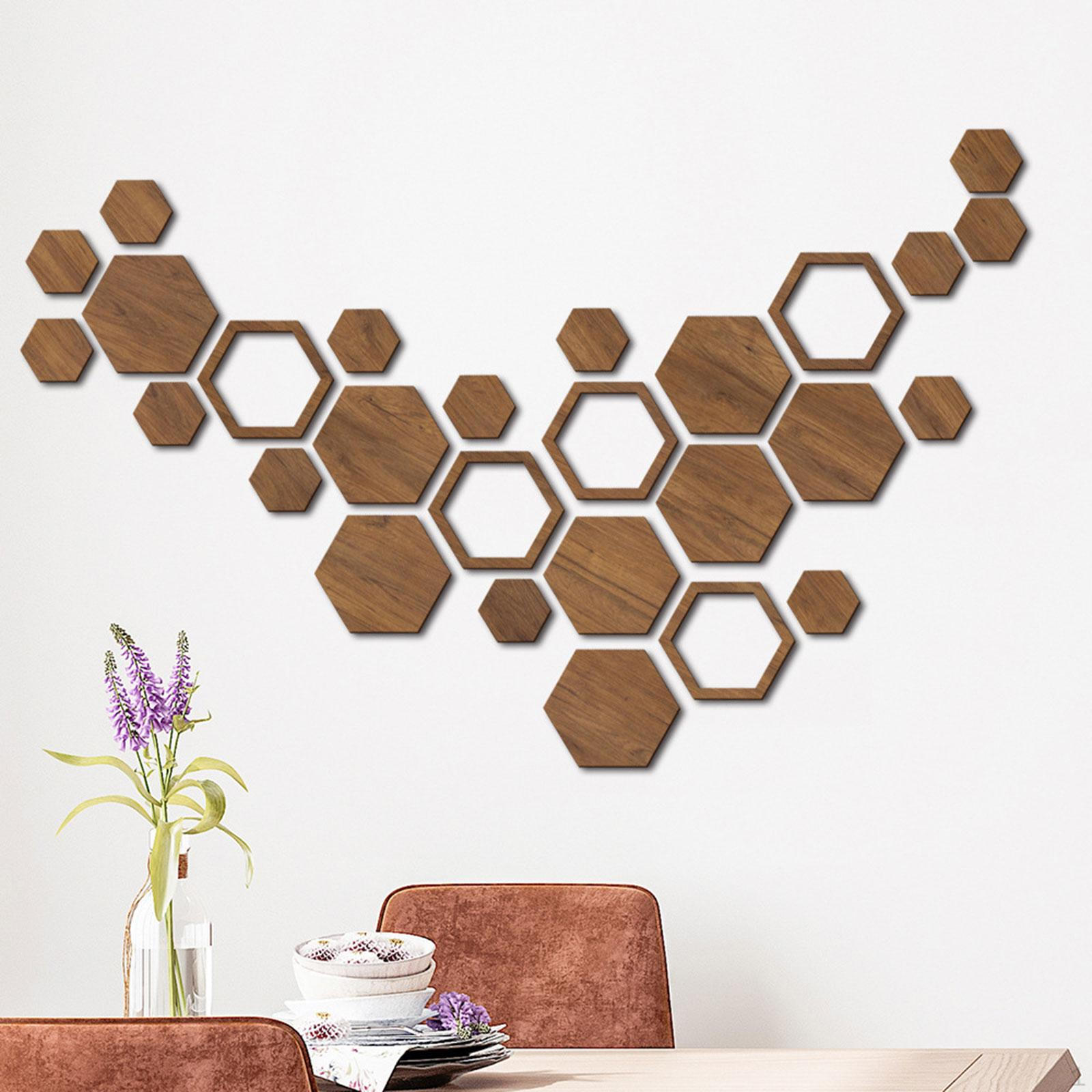 

Hexagonal Wood Wall Stickers Home Decoration Murals Decals DIY Wallpaper 3D for Background,