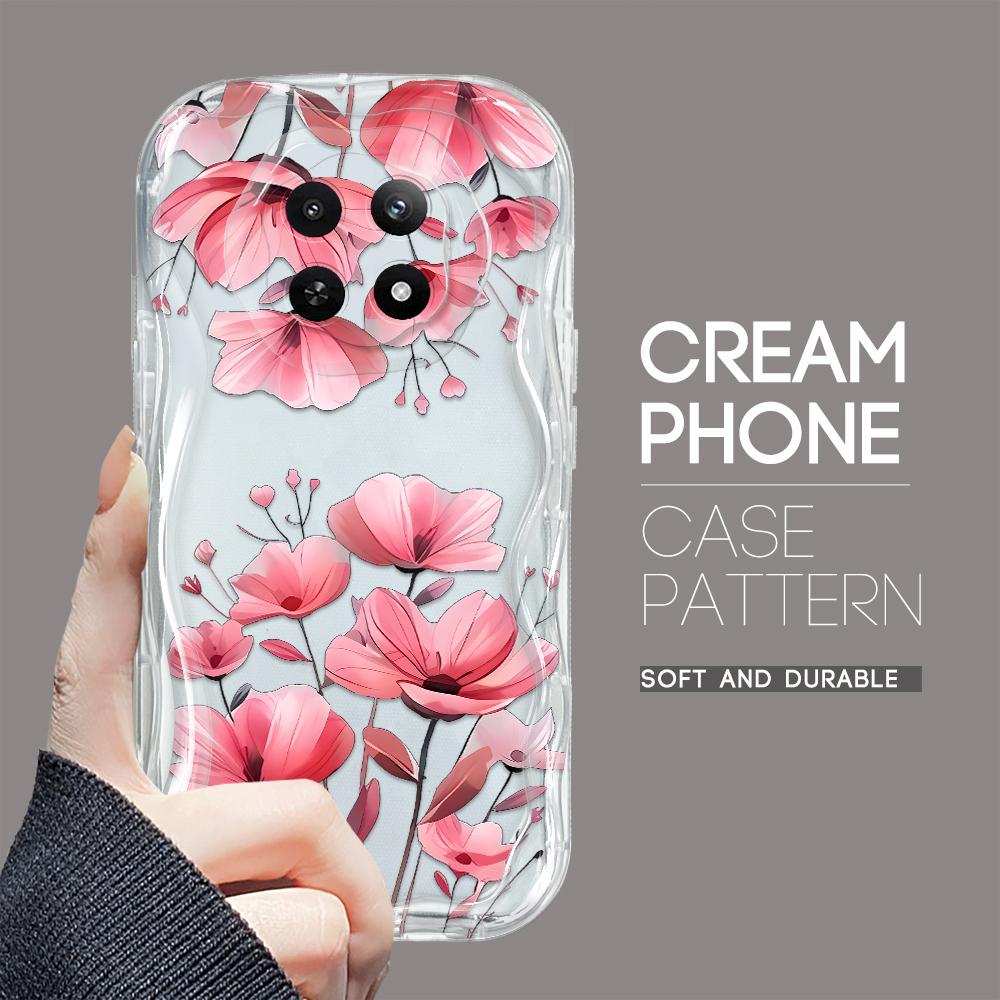 Carcasă cu textura cremă cu model de desene animate, cu margine ondulată, husă din silicon moale pentru telefon pentru OPPO Reno Realme OnePlus Vivo