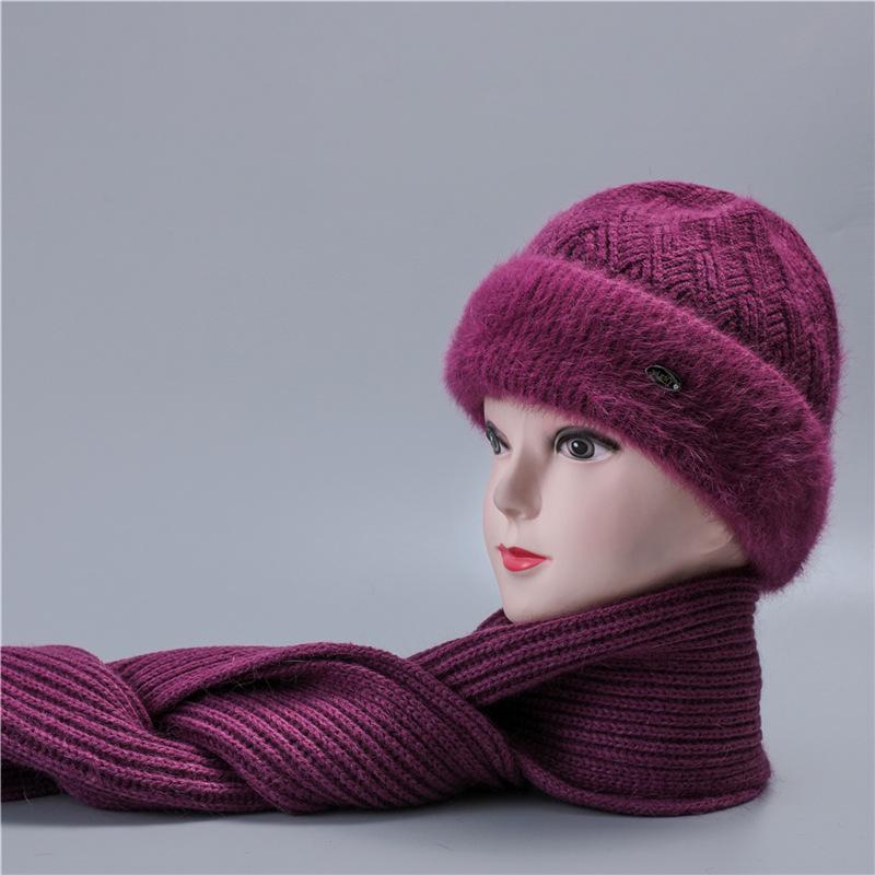 Old Man Hat Female Grandma Winter Rabbit Wool Knitted Warm Mother Velvet Cold Old Lady Hat