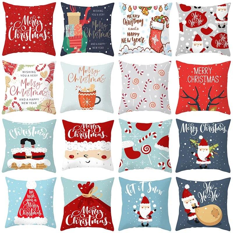 

Christmas Peach Skin Pillowcase Holiday Home Decoration Office Sofa Cushion Cover Boże Narodzenie Cojines Decorativos Para Sofá
