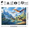 Realistische Dinosaurier-Fluss-Wandteppich, Prähistorischer Jura-Wasserfall & Bergwand-Dekor für Jungenzimmer
