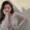 Rainbow V-Neck Cardigan Sweater: 2025 Women's Slim Fit Knitted Autumn/Winter Top