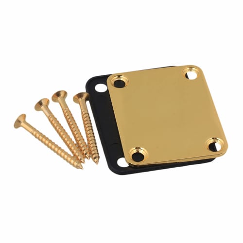 Bstinay Square Neck Plate, Neck Joint Plate, Electric Guitar Part, with Screws, Metal, Gold