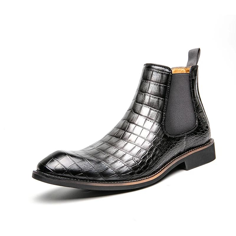 British Style Men’s Pointed Toe Shoes for Wedding Fashionable New Men's Chelsea Boots Office Business Ankle Boots for Men’s