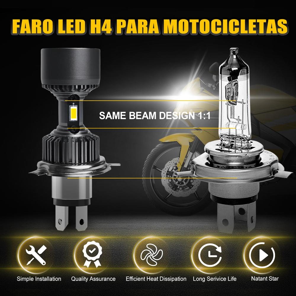 1pc Angel Eye H4 LED Motorcycle Headlight High Low Beam Scooter Motorbike Headlamp Light Bulb