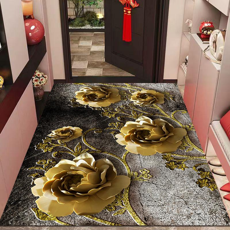 Entrance Carpet At The Foyer Dirt Resistant Crystal Velvet Carpets Absorbent Foot Mats Door Mats