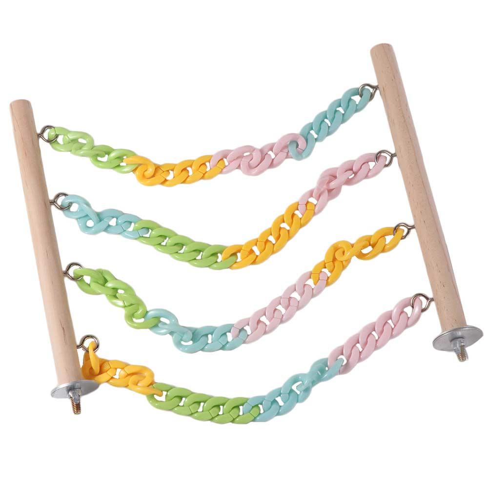 Colorful Chains Mice Rope Swing Stand Natural Wood Climbers  For Sugar Gliders Rats Hamsters