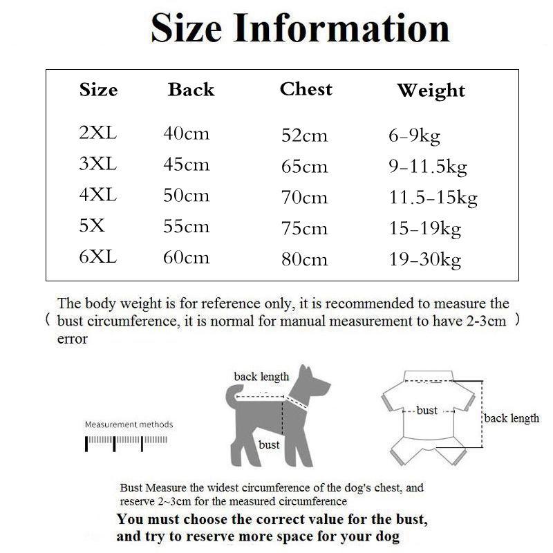 2XL~6XLPet Dog Clothes Winter Warm Home Big Dog Cat Shirt Jumpsuit Pet Pajamas Four-legged Clothing Large Dog Postoperative Suit