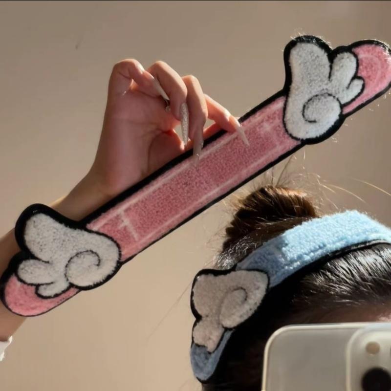 1/2Pcs New Fluffy Hair Bang Patch Set Cartoon Animal Reusable Hair Accessory Long Strip Portable Headband Shower