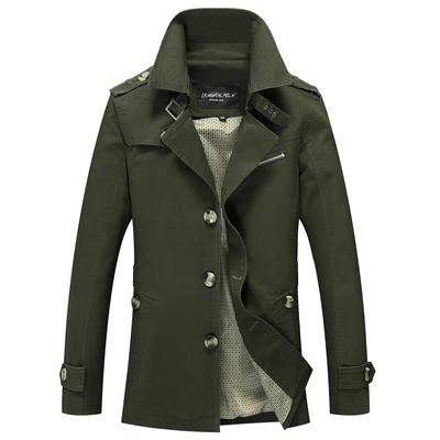 Men's Cotton Washed Casual Jacket - Mid-Length Thin Windbreaker, Large Sizes Available