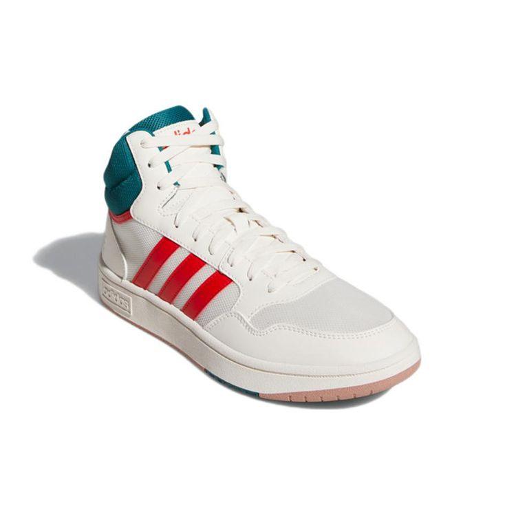 Adidas Hoops 3.0 Mid White Vivid Red Herren Sneakers Cloud-White Legacy-Teal GZ3811