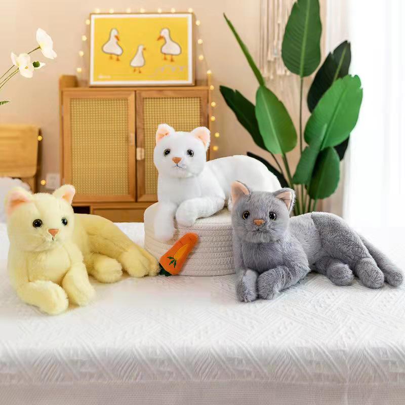 Lifelike Cat Plush Toy - Posing Kitten Doll for Home Decor & Gifts