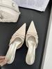 Damenschuhe Frühling Spitze Dünner Absatz Hoher Absatz Elegant Französischer Stil Schleife Mode SexySchön Geschlossene Zehen Mules