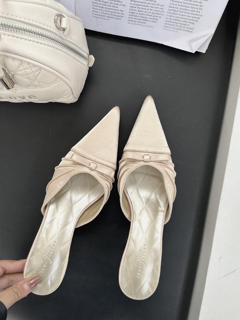Damenschuhe Frühling Spitze Dünner Absatz Hoher Absatz Elegant Französischer Stil Schleife Mode SexySchön Geschlossene Zehen Mules