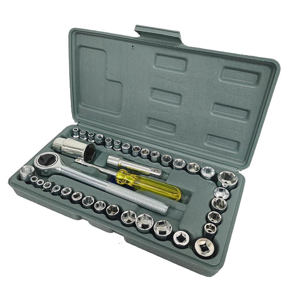 40pcs/set 1/4 Inch CR-V Ratchet Auto Repair Mechanic Wrench Sleeve Kit Hand Tools Toolbox Combination Socket Wrench Kit