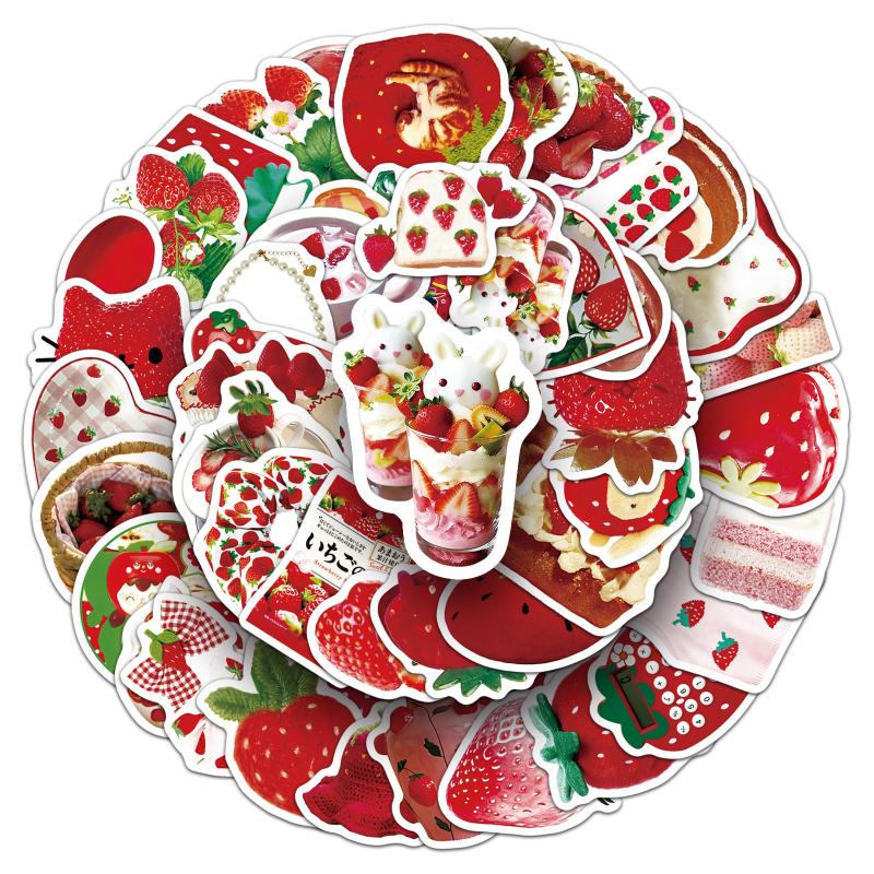 Cartoon Strawberry Stickers Diy Kid Toys Gift Decorative Decal For Scrapbook Laptop Luggage Bottle Waterproof