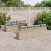 Ensemble de canapé de jardin 9 pièces vidaXL avec coussins Beige Poly Rattan Acacia, Canapé de jardin 2 places vidaXL 3349685