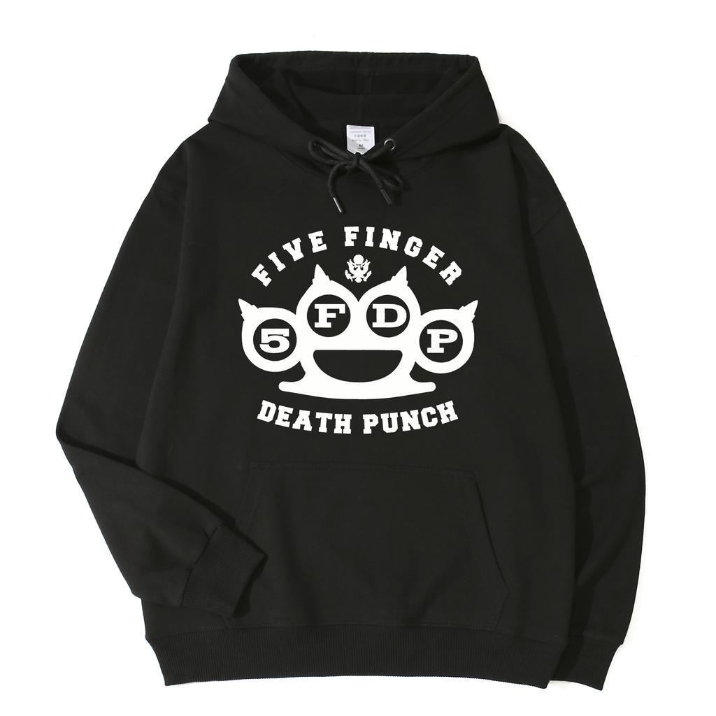 Podzimní/Zimní Rapová Kapela Five Finger Death Punch Mikina Fleecová Teplá Mikina Volná Móda Pánská a Dámská Mikina s Kapucí Dlouhý Rukáv