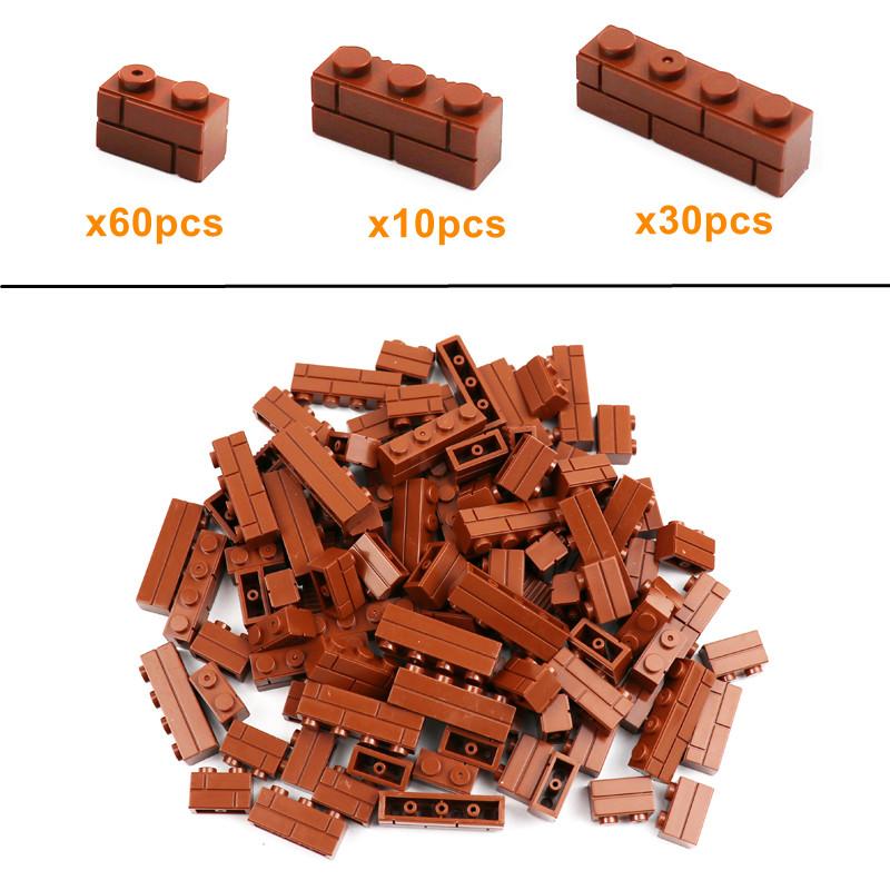 100pcs MOC Bricks 1x2 1x3 1x4 Wall Cube Houses Building Blocks City Created Accessories Assembles Small Particles DIY Boys Toy
