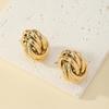 Korean Retro Minimalist Geometric Twist Stud Earrings for Women