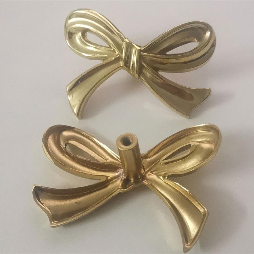 Gold Bow Drawer Knobs Vintage Metal Handles Elegant Metal Handles Decorative Handles Set for Bedroom & Kitchen Cabinets