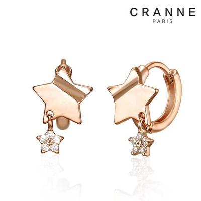 [CRANNE] 14K GF Simple Star Motif One-Touch Earrings C24EGF192