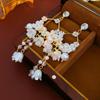 GemChic Women's New Elegant Diamond Set Flower Bell Pearl Fringe Earrings Ethnic Fashion Stud Earrings Birthday Christmas Jewelry Gift