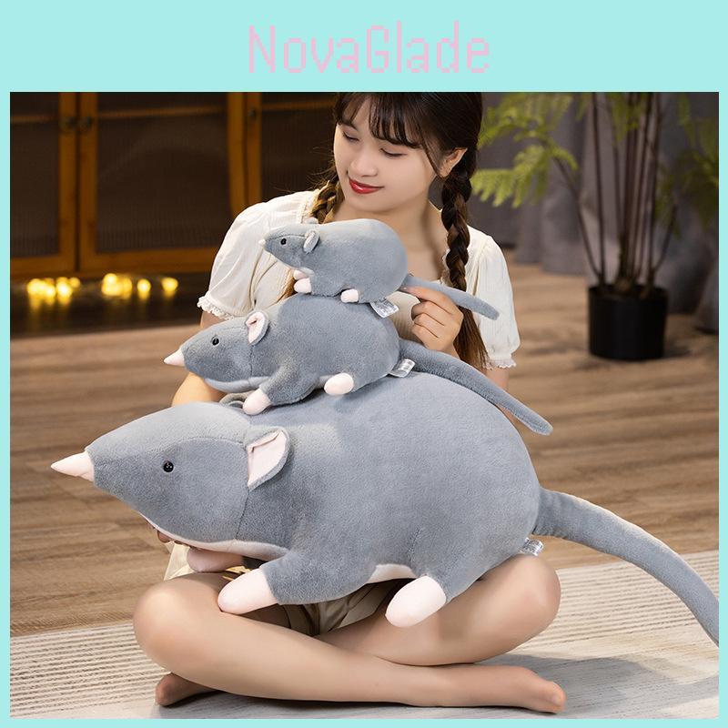 Niedliches Graue Maus Plüschtier Realistische Tierdekoration für Zuhause 32cm Höhe