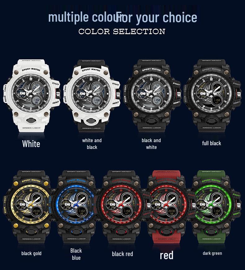 SANDA Men's Multi-function Dual Display Waterproof Sports Alarm Watch