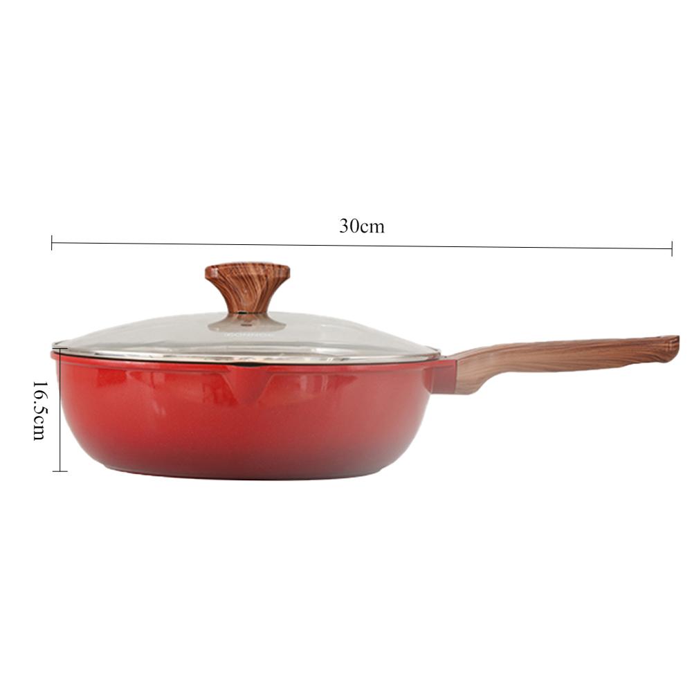 

DONNOR Сковорода-сотейник с антипригарным керамическим покрытием и крышкой 12 дюймов Ручка с защитой от ожогов Посуда Вместимость 5 кварт для газовой / индукционной плиты красный