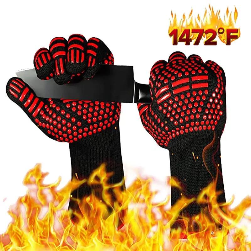 High Temperature Resistance Kitchen Gloves Oven Mitts Barbecue 800 Degrees Fireproof Heat Insulation Microwave Oven Gloves