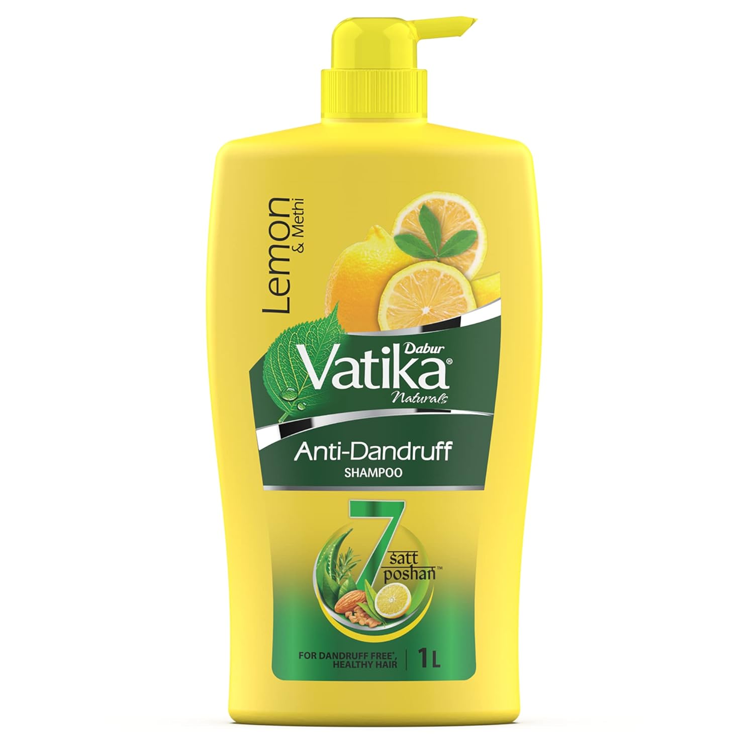

Dabur Vatika Lemon Anti-Dandruff Shampoo 1L | Reduces Dandruff, Nourishes Scalp & Hair | Gentle Cleansing With Lemon, Methi & Natural Oils