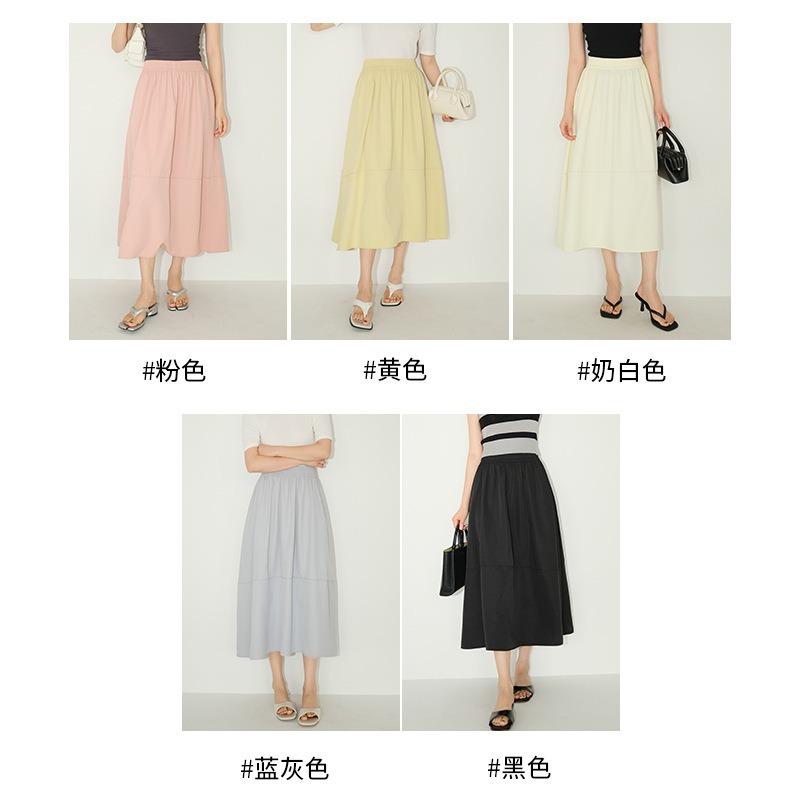 Bust Skirt Women's New Summer High Waist and Thin Ice Silk Pleated Long Skirt Small Casual Yamamoto Skirt