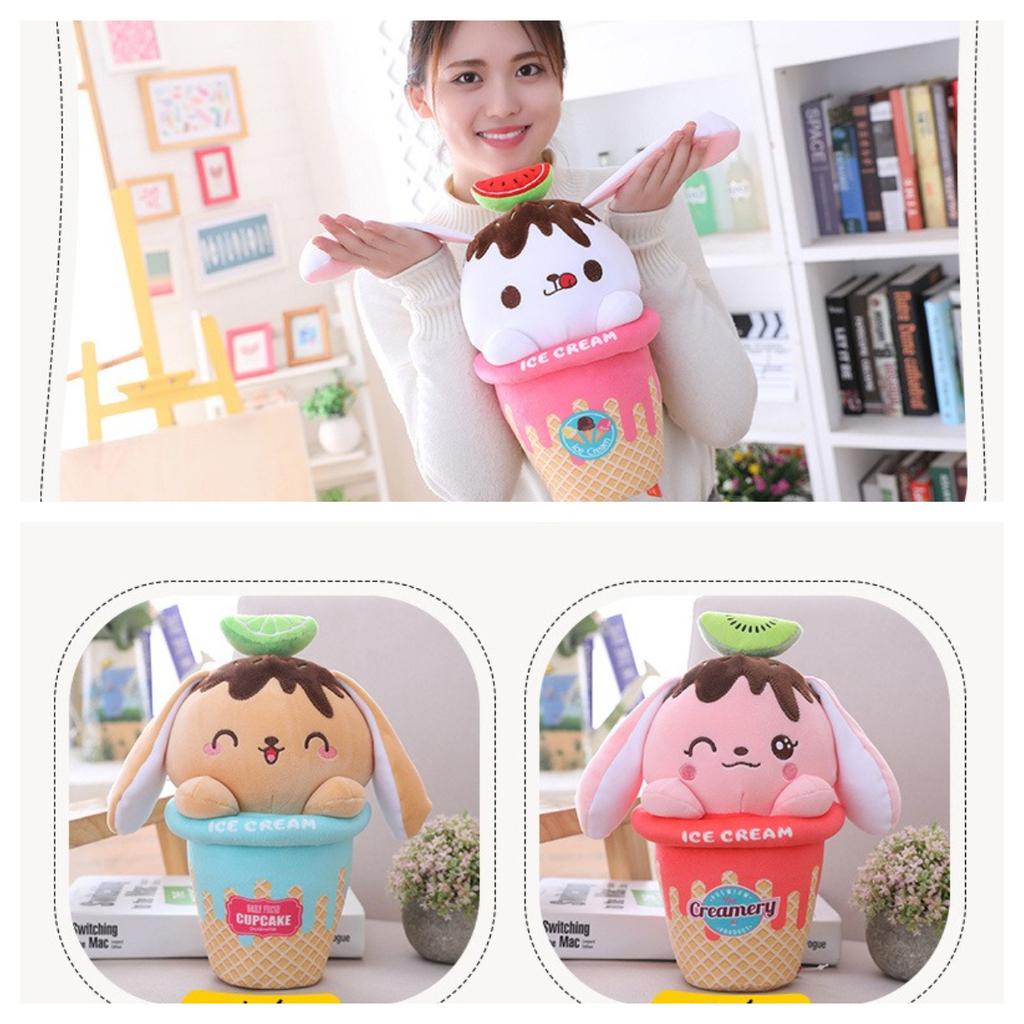 Ice Rabbit Cream Plush Toy Cute Doll Soft Stuffed Decor Birthday Gifts Kids Girl