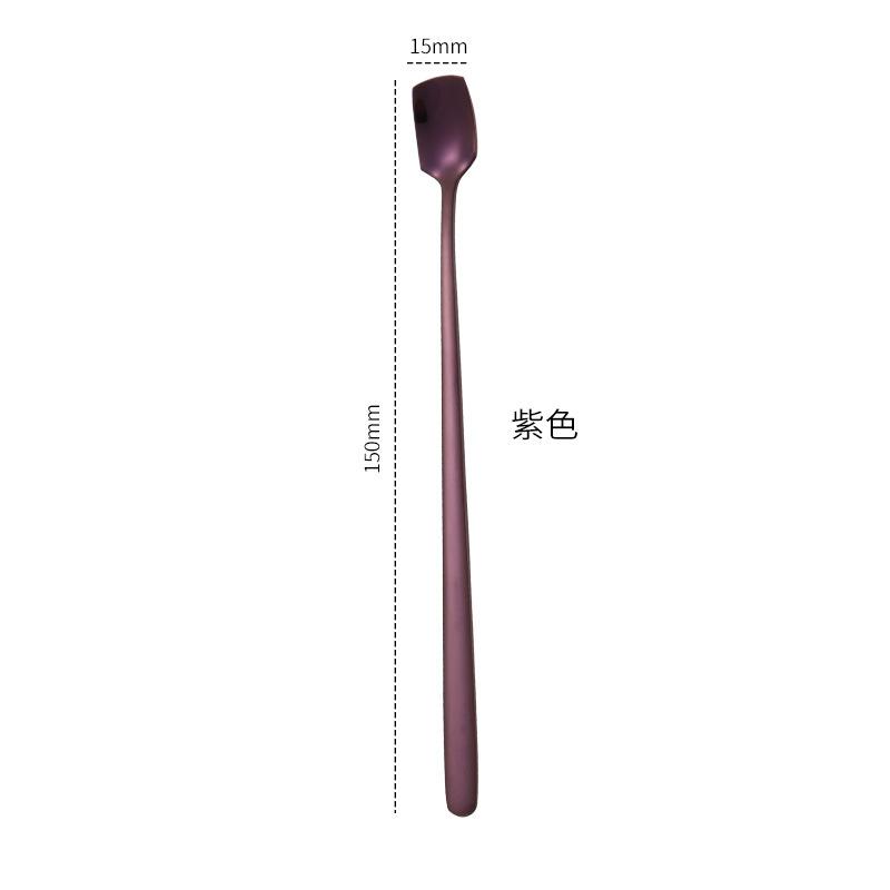 

Ложка с квадратной головкой из нержавеющей стали 304 кофейная ложка ложка для кружки ложка с длинной ручкой ложка для смешивания меда подарочная ложка кухонные аксессуары фиолетовый