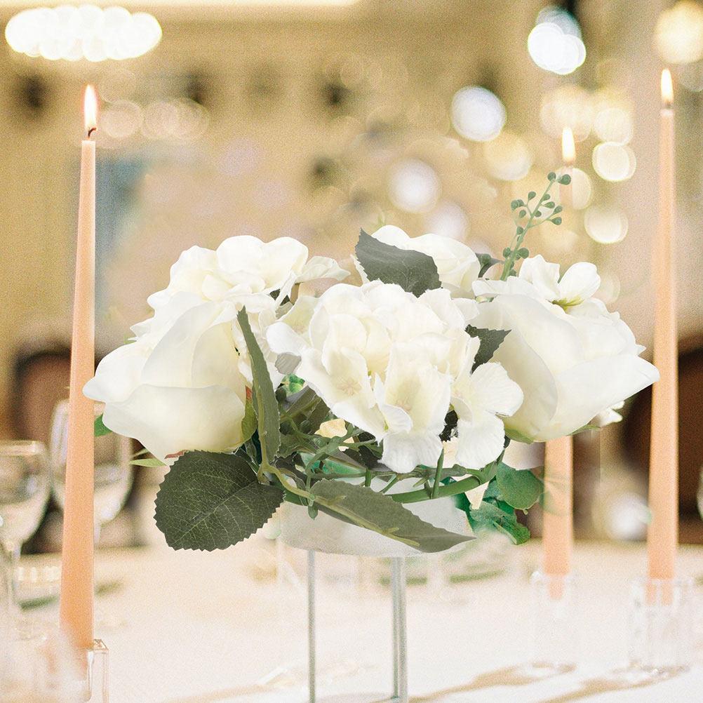 3Pcs Rings Artificial Rose Wreaths Lightweight Stylish Wreath for Wedding Party Table Decor Floral Ring