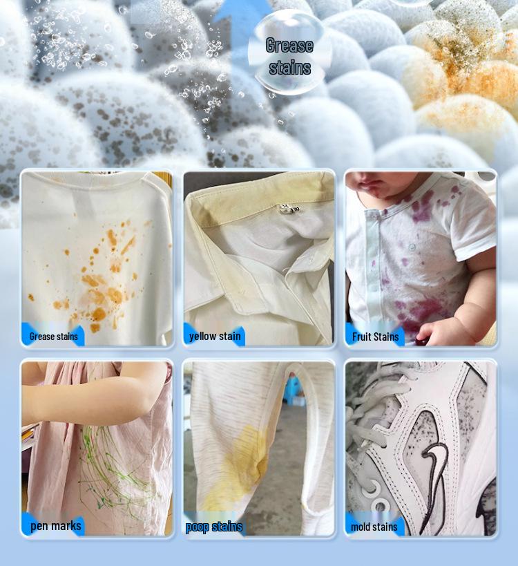 Powerful De-yellowing and Whitening Laundry Stain Remover for School Uniforms and Colored Clothes