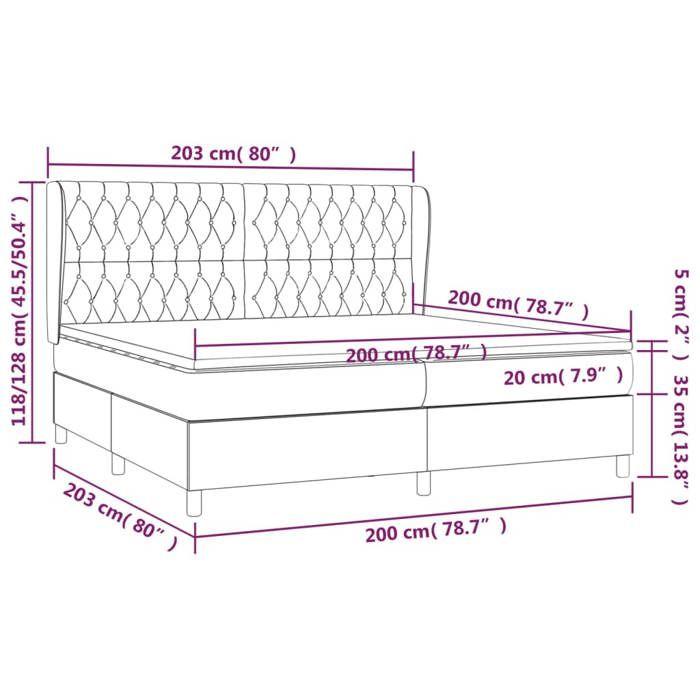 3128234 vidaXL Lit à sommier tapissier avec matelas Crème 200x200 cm Tissu