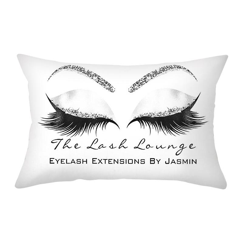 Peach Skin Waist Pillowcase Eyelash Print Cushion Cover Sofa Office Cushion Cover