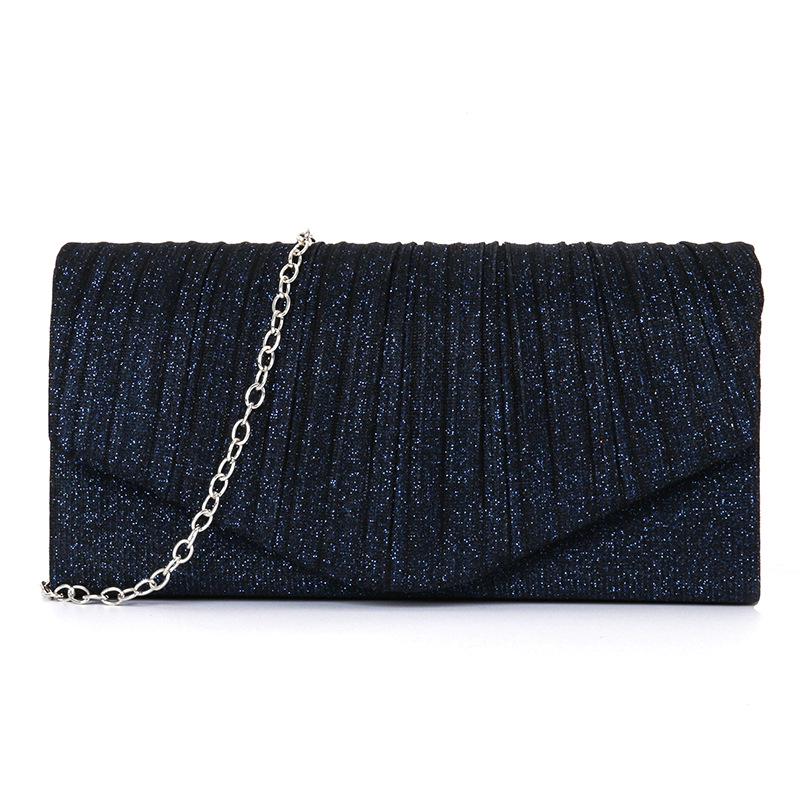 2024 Women's Pleated Striped Flap Sequined Evening Bag