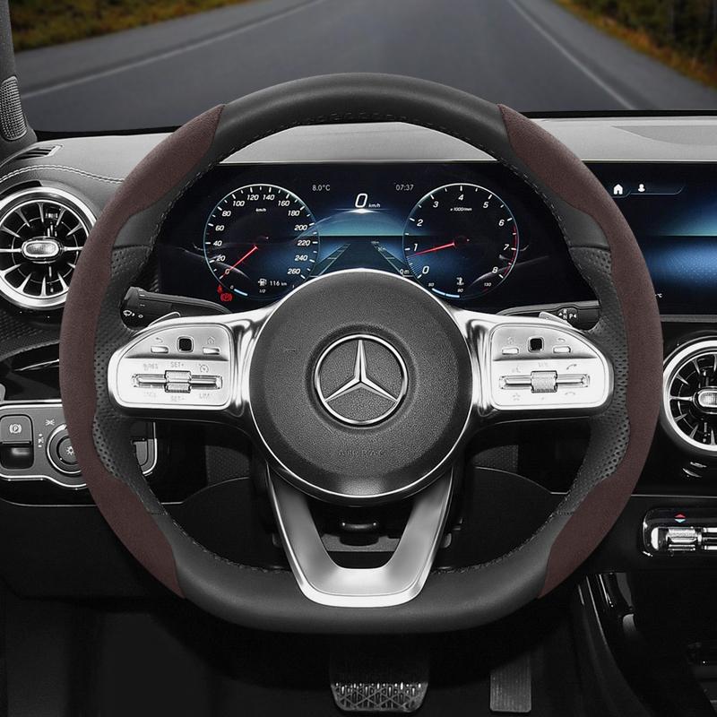 Suitable for Mercedes-Benz Anti-Slip Buckle Segmented Suede Steering Wheel Cover Suitable for E Class S C a Glc Suv Eqc Gle Gla Eqe Amg Eq C63 E63 