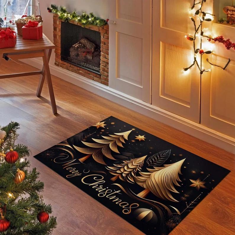 

Christmas carpet soft doormat Christmas tree romantic floor mat living room carpet Rug For Bedroom Welcome Mat Outdoor 30x50cm