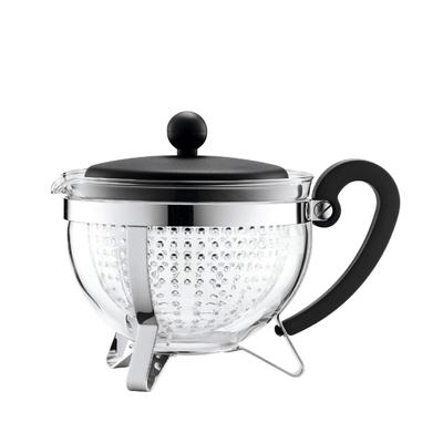 BODUM Chambord Teekanne, 1000ml, für schwarzen Tee, grünen Tee, chinesischen Tee, Kräutertee und Früchtetee. Beinhaltet einen Kunststofffilter und einen Glasbecher.